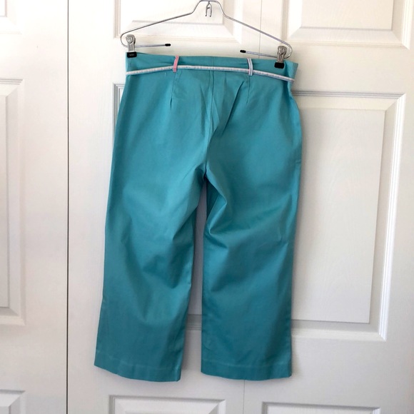 Willi Smith Capri Pants Size 8 Belted Robin Egg Blue - Picture 3 of 8
